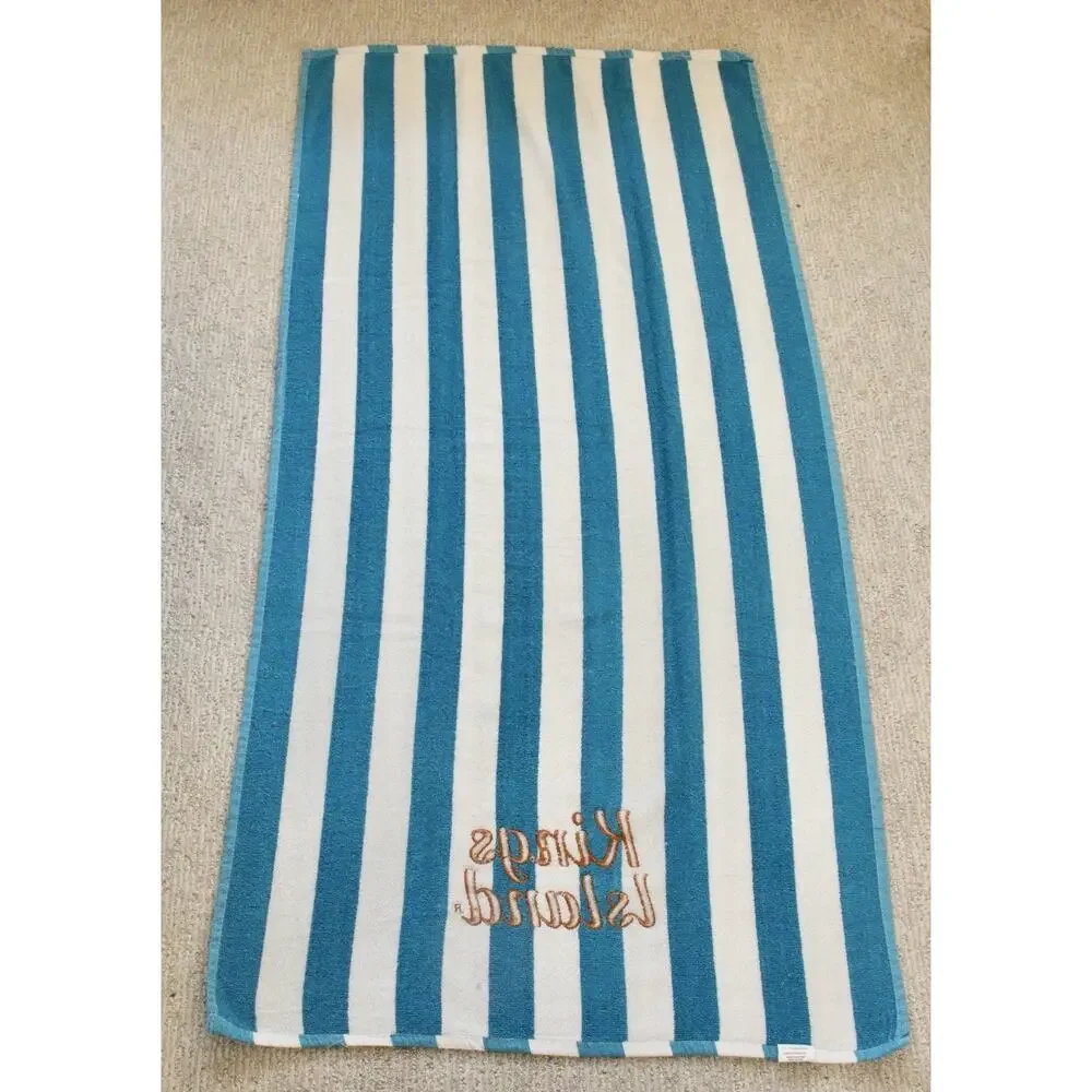 Kings Island Cabana Classic Towel 30x60 Blue White Striped Cedar Fair Souvenir 1